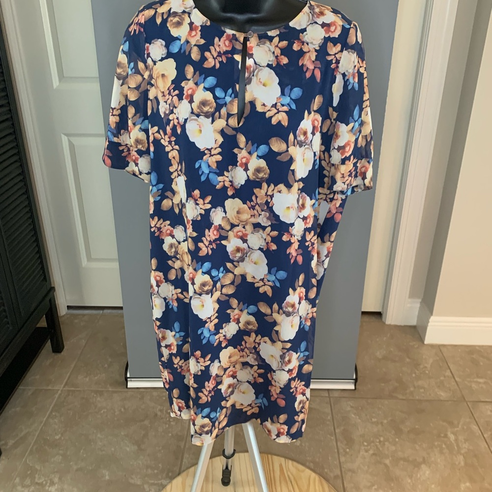 J Crew Navy Floral Shift Dress